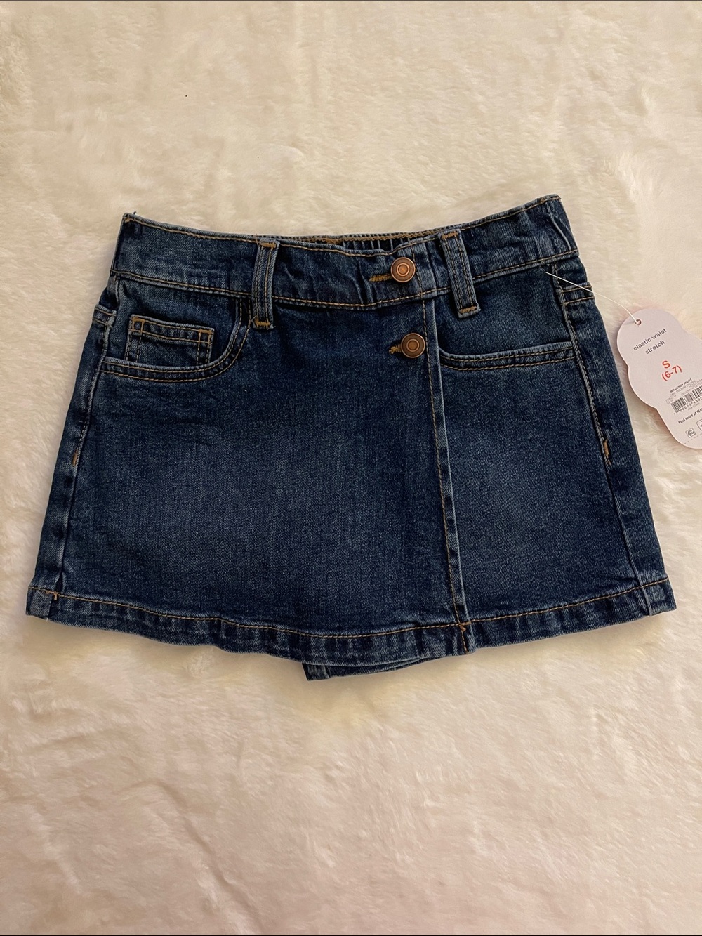 Wonder Nation Girls Dark Blue Denim Skort SZ 6-7